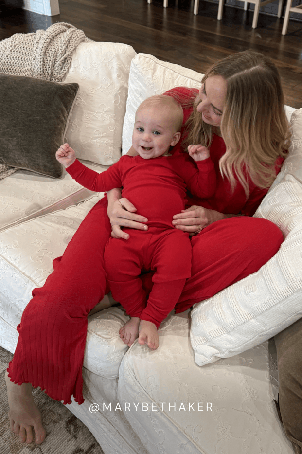 Red Pointelle Short-Sleeve Women’s Sleep Set