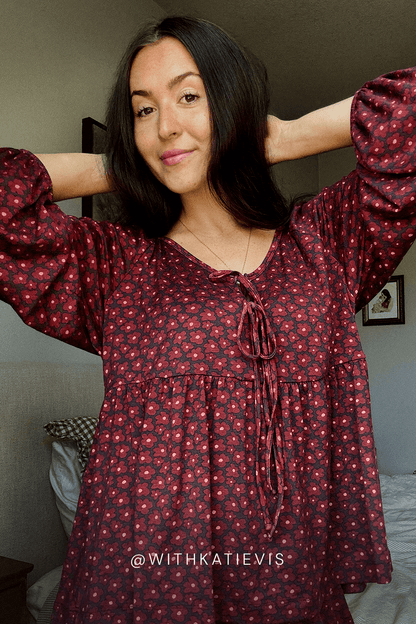 Midnight Daisy Tie-Top Long-Sleeve Women’s Sleep Set