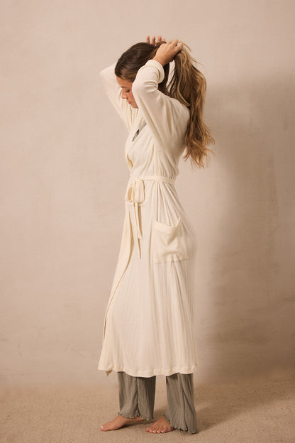 Cream Pointelle Robe