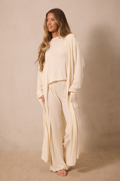 Cream Pointelle Robe