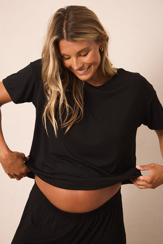 Black Short-Sleeve Women’s Sleep Set