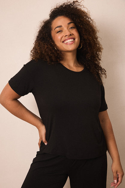 Black Short-Sleeve Women’s Sleep Set