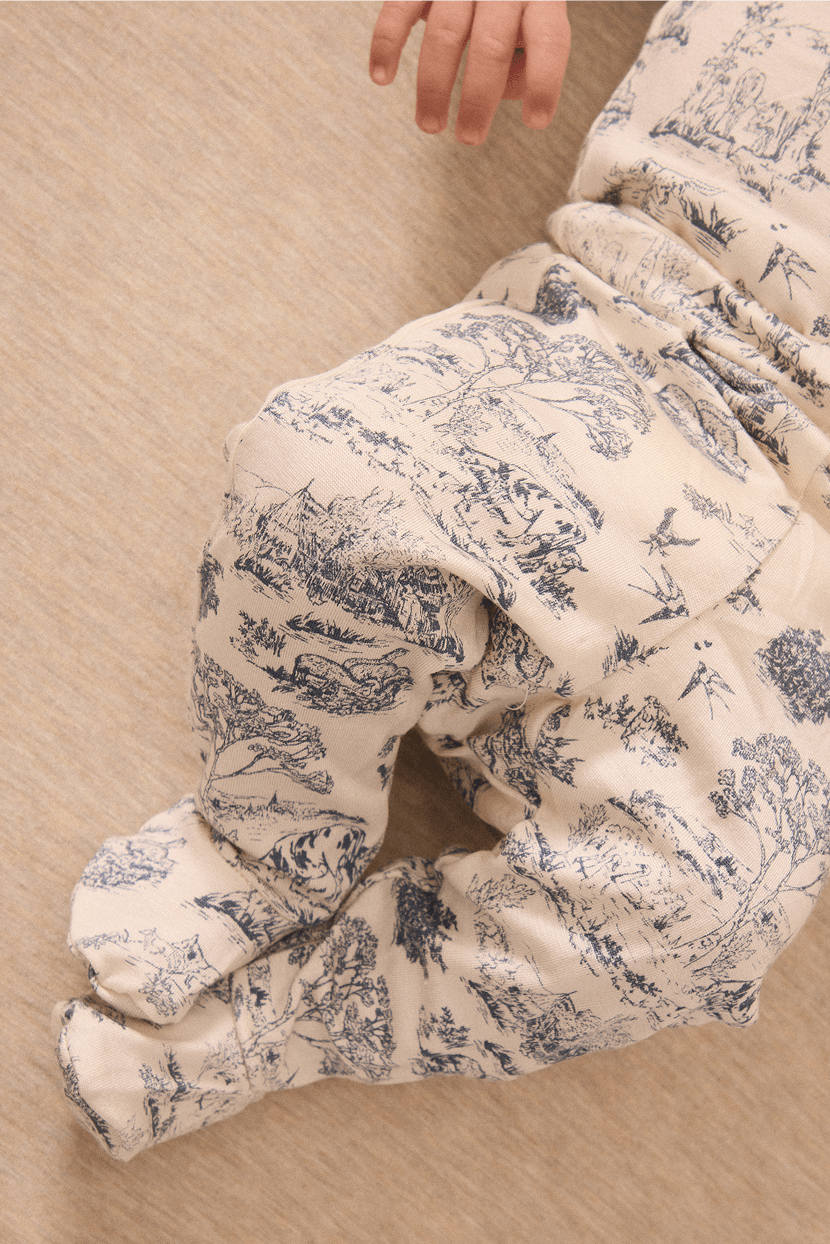 Bleu Toile Short-Sleeve Baby Sleep Set