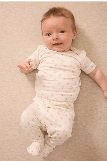 Blush Floret Short-Sleeve Baby Sleep Set
