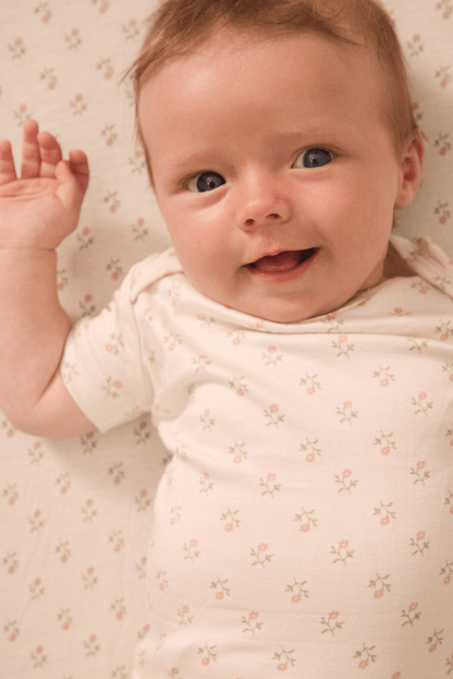 Blush Floret Short-Sleeve Baby Sleep Set