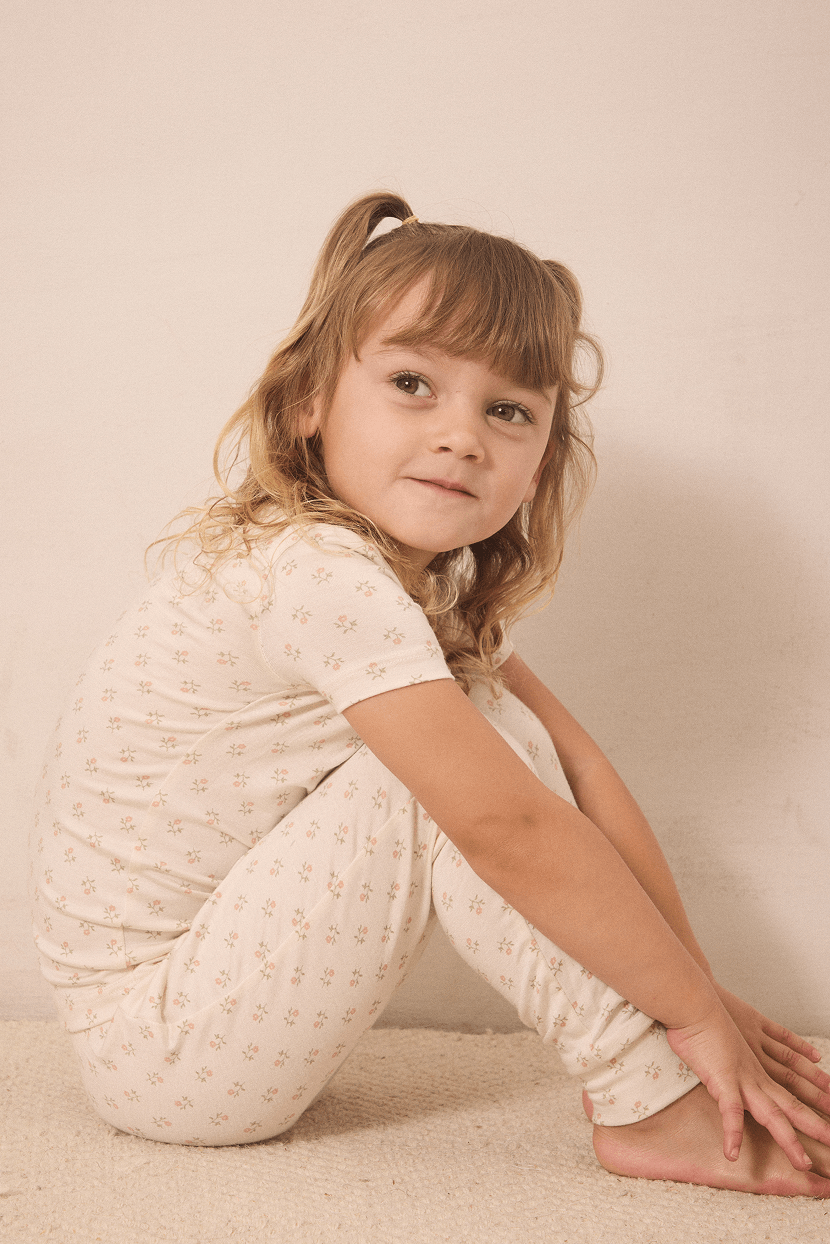 Blush Floret Short-Sleeve Toddler Sleep Set
