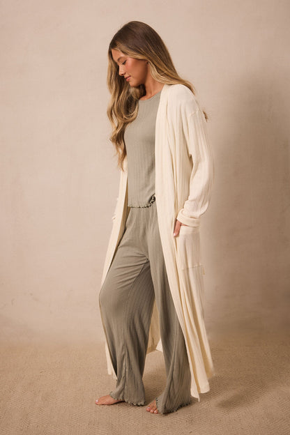 Cream Pointelle Robe