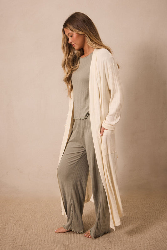 Cream Pointelle Robe
