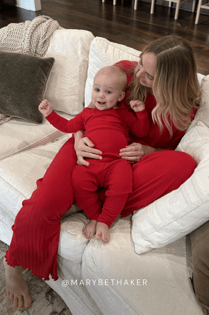 Red Pointelle Short-Sleeve Women’s Sleep Set