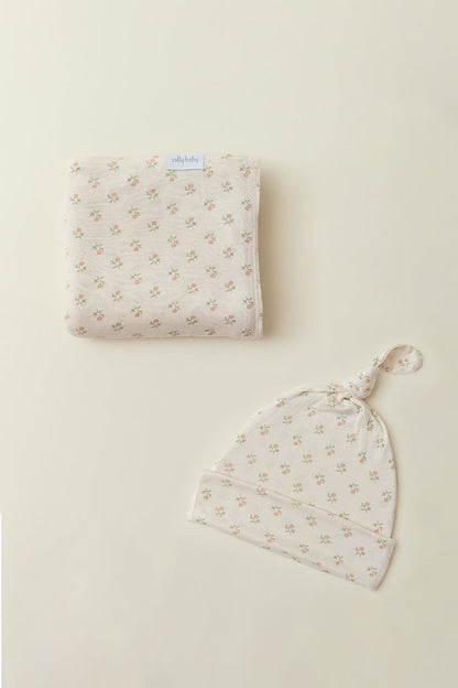 Blush Floret Swaddle + Hat Set