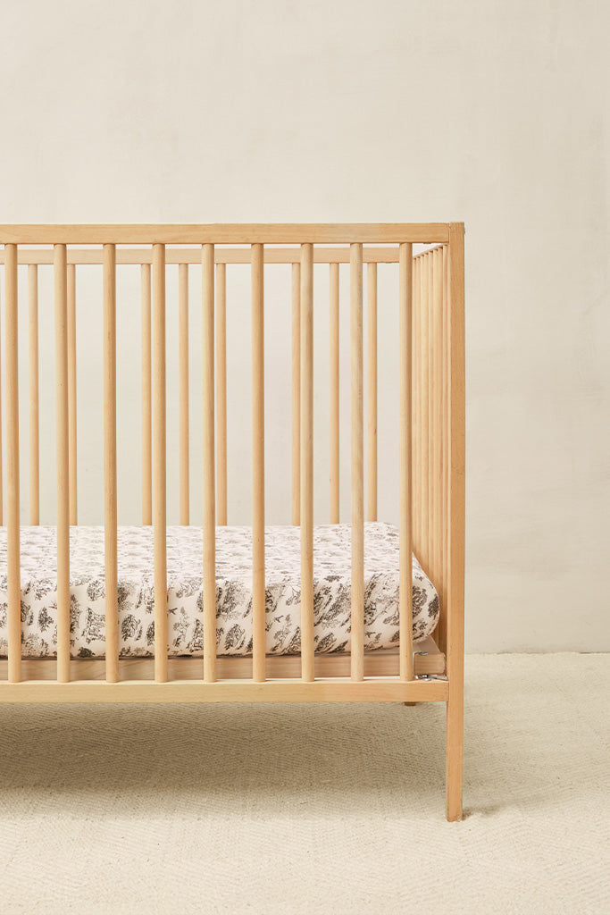 Charcoal Toile Crib Sheet