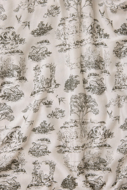 Charcoal Toile Crib Sheet