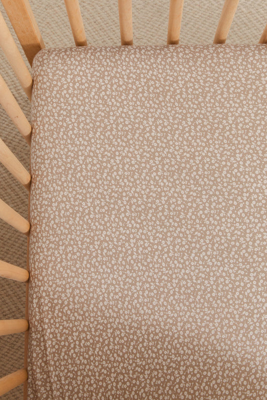 Cream Floral Crib Sheet