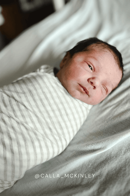 Driftwood Stripe Swaddle + Hat Set