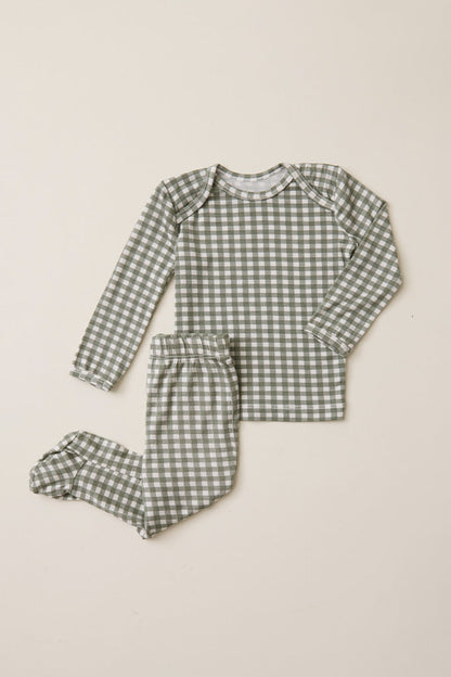 Green Gingham Baby Sleep Set