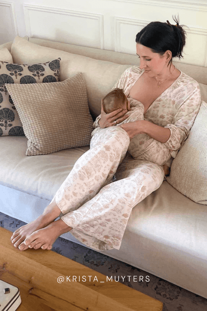 Rose Toile Tie-Top Long-Sleeve Women’s Sleep Set