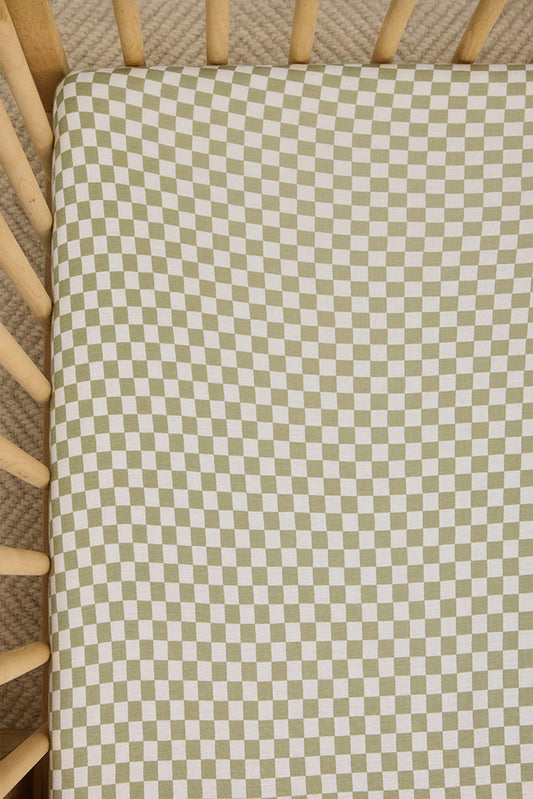 Sage Chequer Crib Sheet