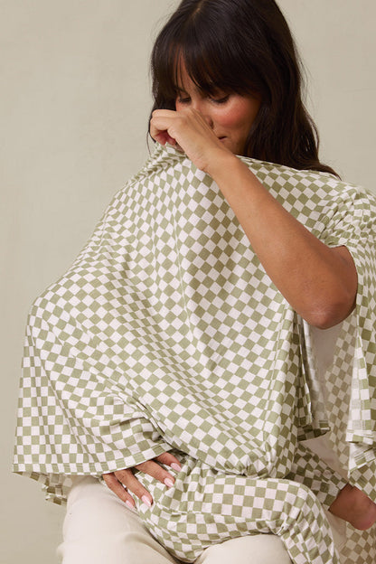 Sage Chequer Nursing Cover
